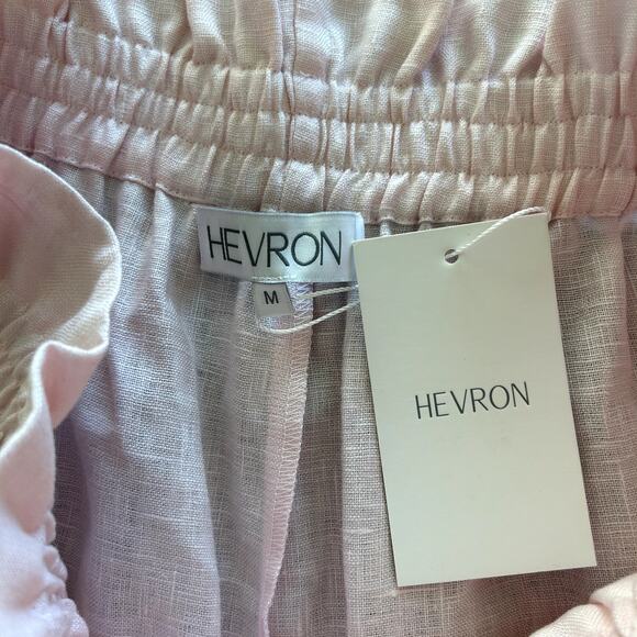 NWT Hevron Mira Linen Shorts Rose Quartz Pink High-Waist Pocket 100% Linen Sz M - Picture 3 of 16